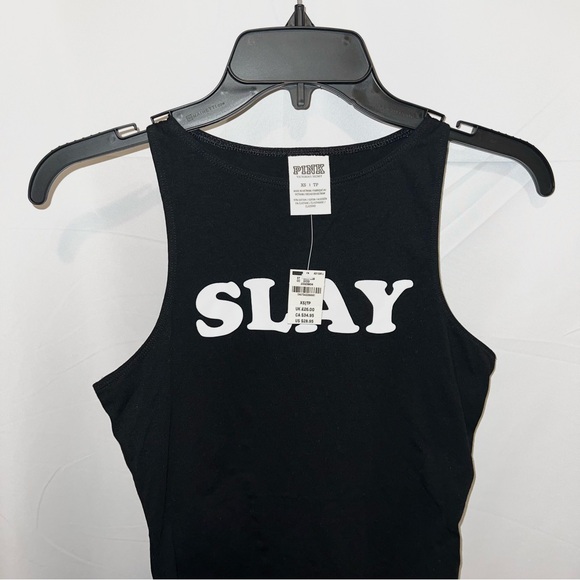 Victoria's Secret PINK Black & White Slay High Neck Sleeveless Bodysuit (XS) - Picture 4 of 8